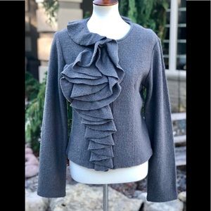 Cynthia Rowley grey wool zip up sweater sz s